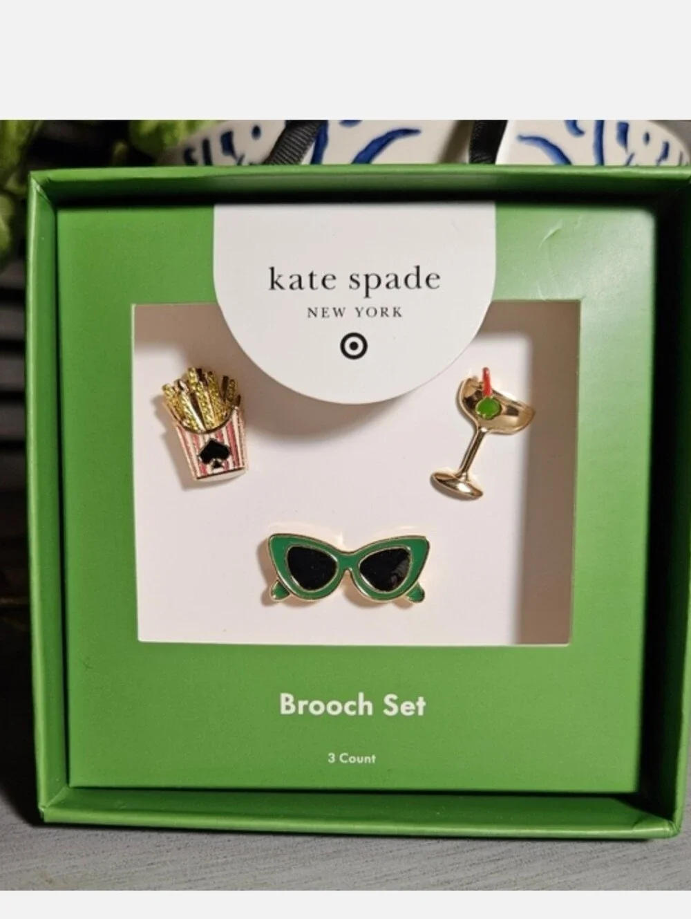 Kate Spade Enamel Pin Set with Sunglasses, Martini, and Fries - Picture 1 of 5